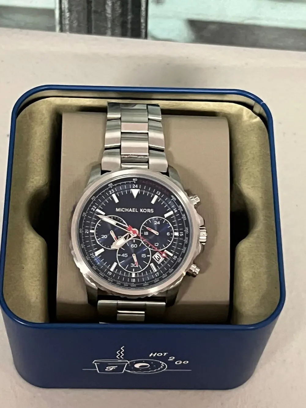 Michael Kors MK8641 Steel Chronograph Watch Navy Dial 50M Waterproof